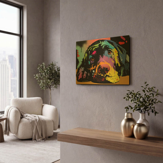 'Lying Lab' By Dean Russo Gold Metal Wall Art