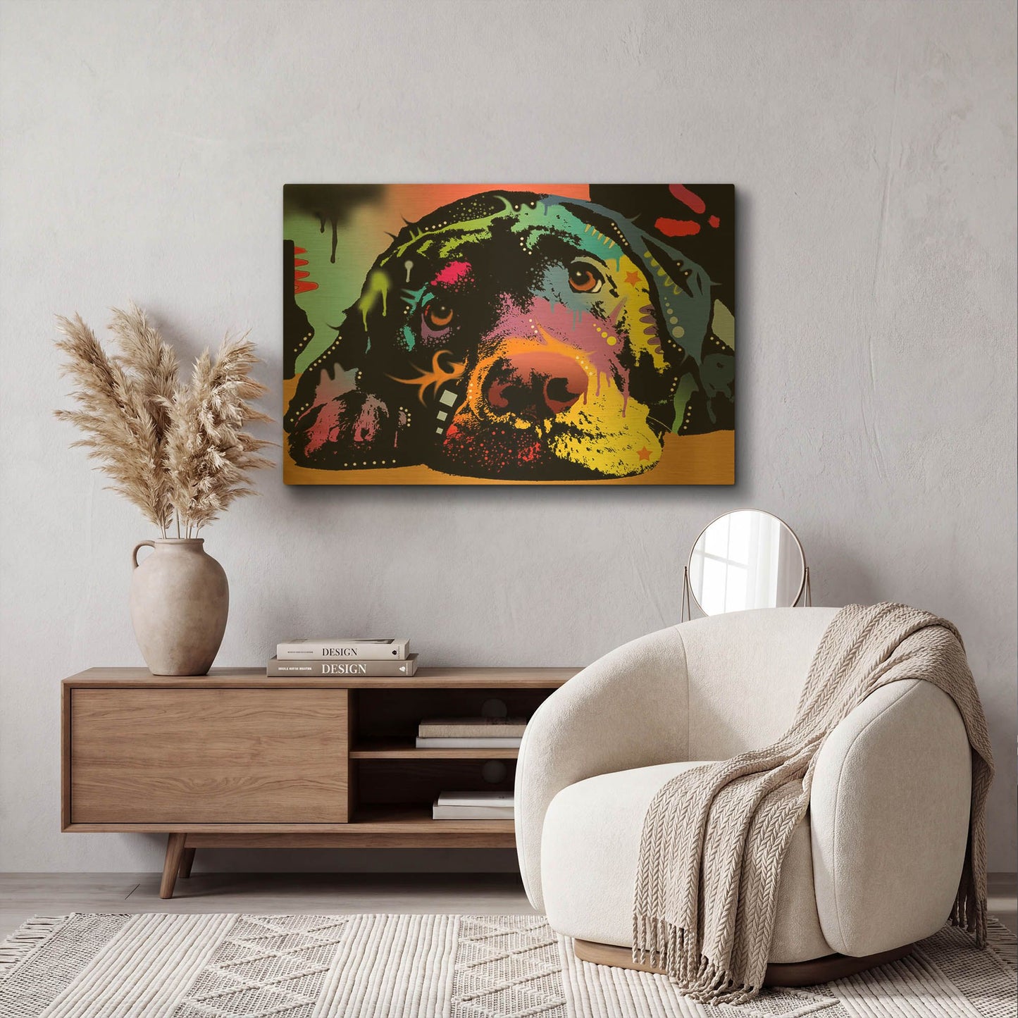 'Lying Lab' By Dean Russo Gold Metal Wall Art