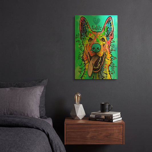 'Love And A Dog' By Dean Russo Gold Metal Wall Art