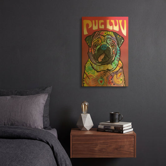 'Pug Luv' By Dean Russo Gold Metal Wall Art