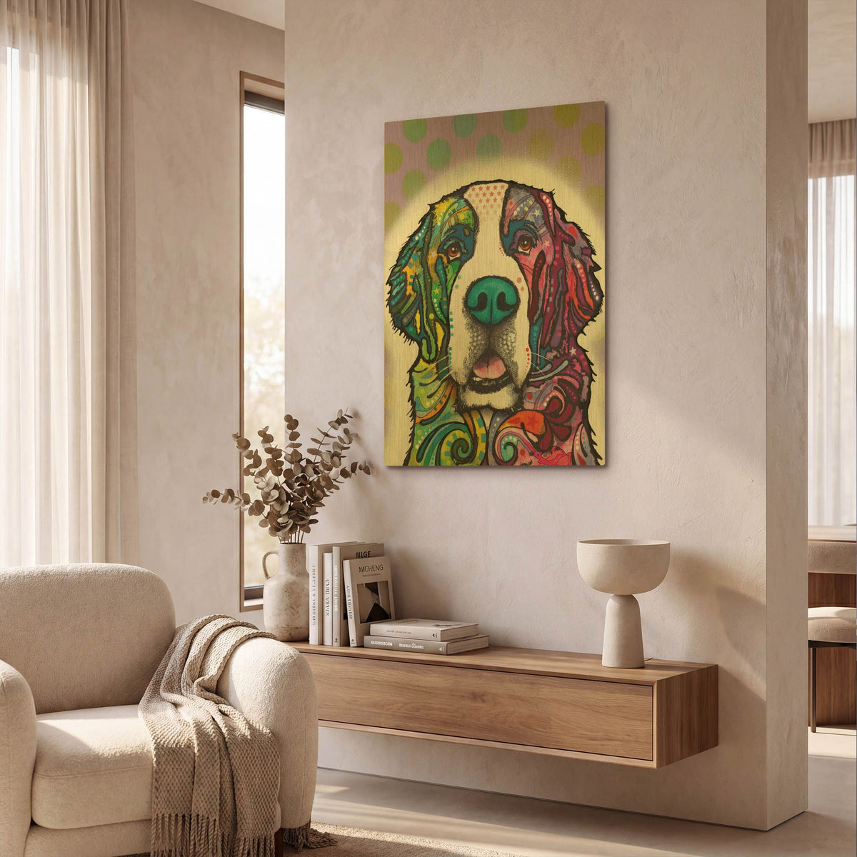 'Saint Bernard' By Dean Russo Gold Metal Wall Art