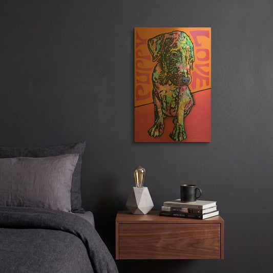 'Puppy Love' By Dean Russo Gold Metal Wall Art