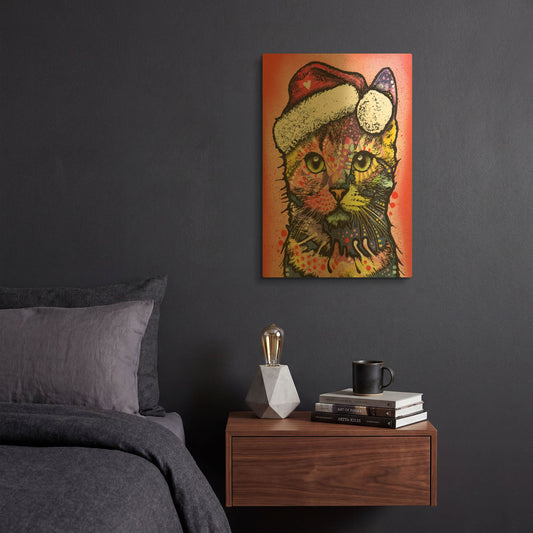 'Christmas Cat' By Dean Russo Gold Metal Wall Art