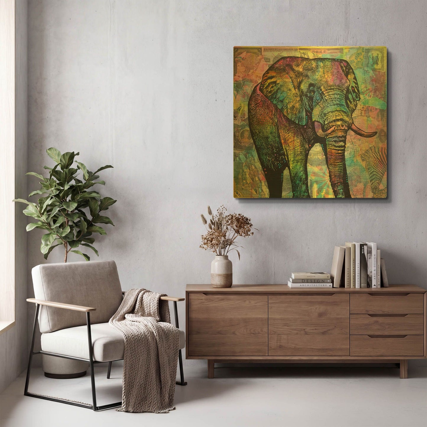 'Elephant Torn' By Dean Russo Gold Metal Wall Art