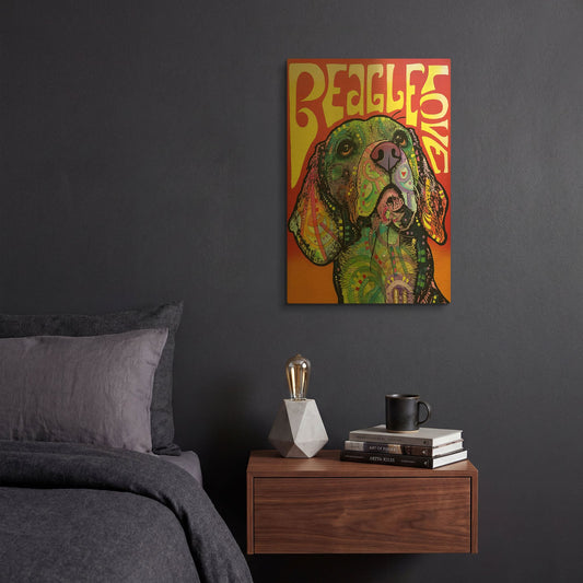 'Beagle Love' By Dean Russo Gold Metal Wall Art