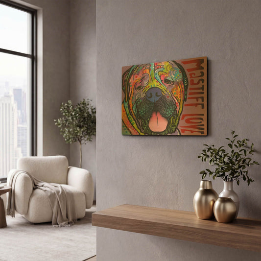 'Mastiff Love' By Dean Russo Gold Metal Wall Art