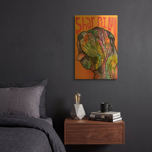 'Shar Pei Love' By Dean Russo Gold Metal Wall Art