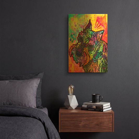 'Freddy The Schnauzer' By Dean Russo Gold Metal Wall Art