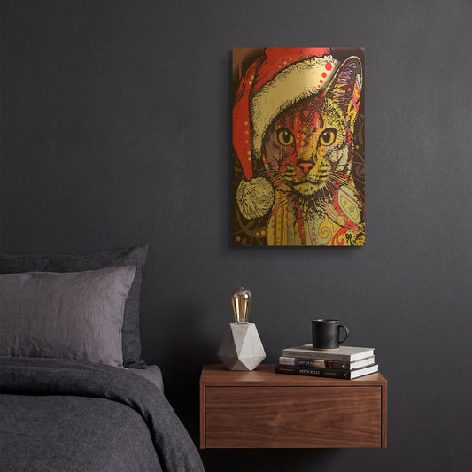 'Abyssinian Christmas Edition' By Dean Russo Gold Metal Wall Art