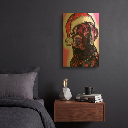 'Black Lab Christmas' By Dean Russo Gold Metal Wall Art