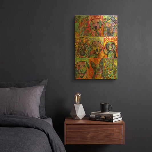 'Nine Up Of Dogs' By Dean Russo Gold Metal Wall Art