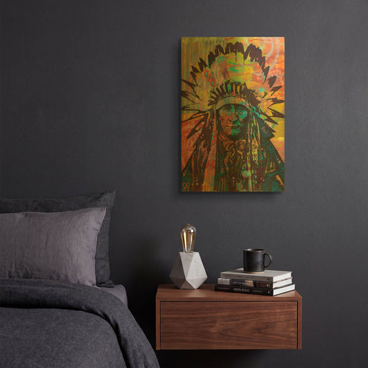 'Native American II' By Dean Russo Gold Metal Wall Art