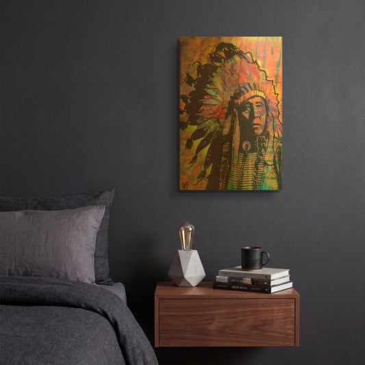 'Native American III' By Dean Russo Gold Metal Wall Art