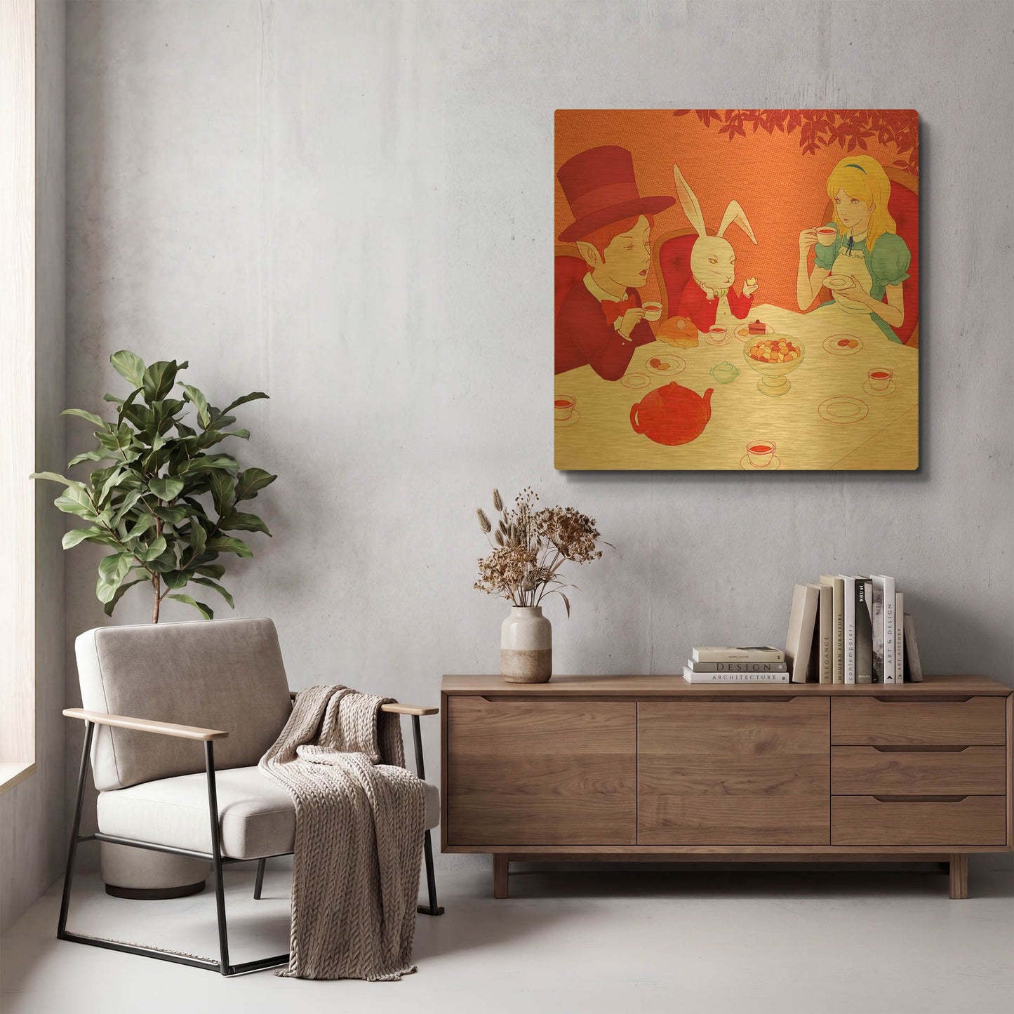 'Alice' By Sai Tamiya Gold Metal Wall Art