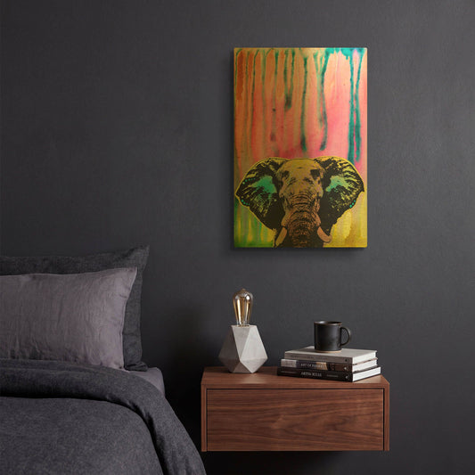 'Elephant 3' By Dean Russo Gold Metal Wall Art