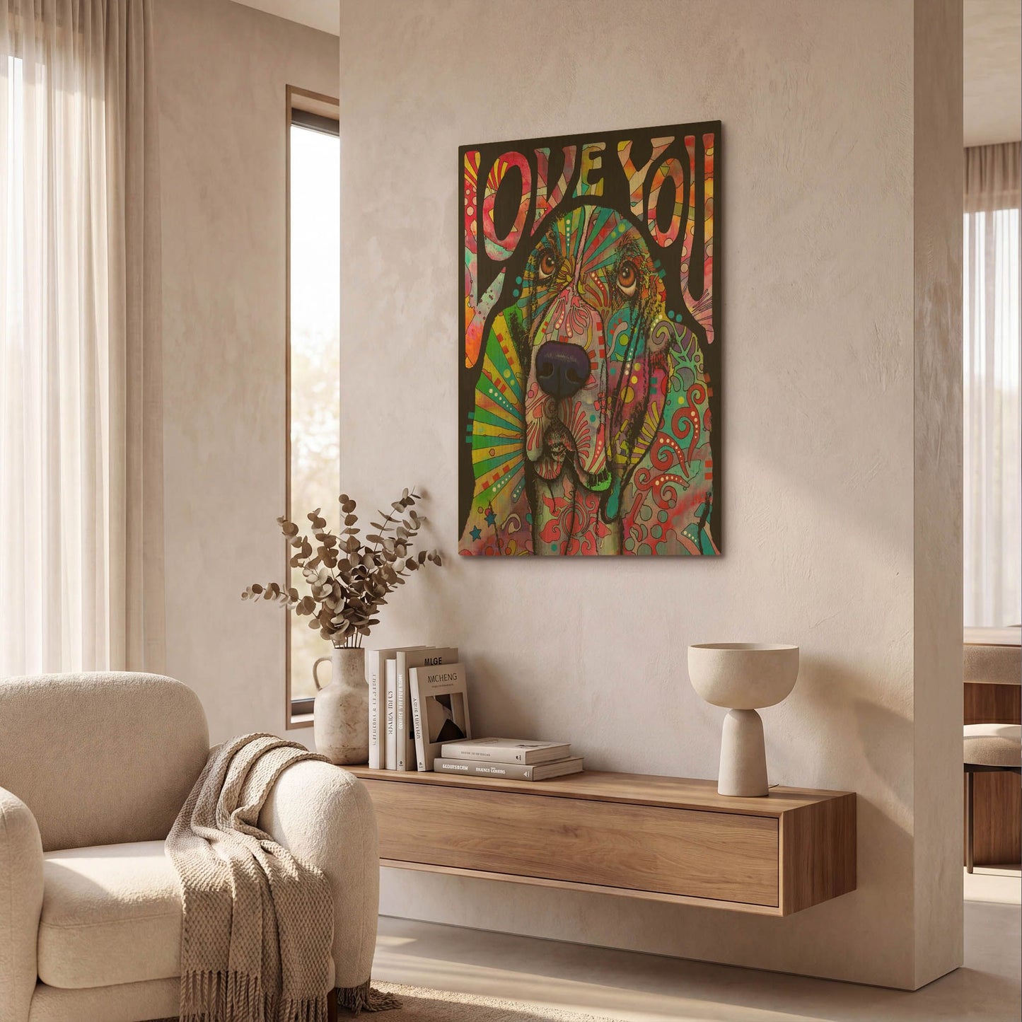 'Love You Basset' By Dean Russo Gold Metal Wall Art