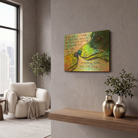 'Of Life And Dog' By Dean Russo Gold Metal Wall Art
