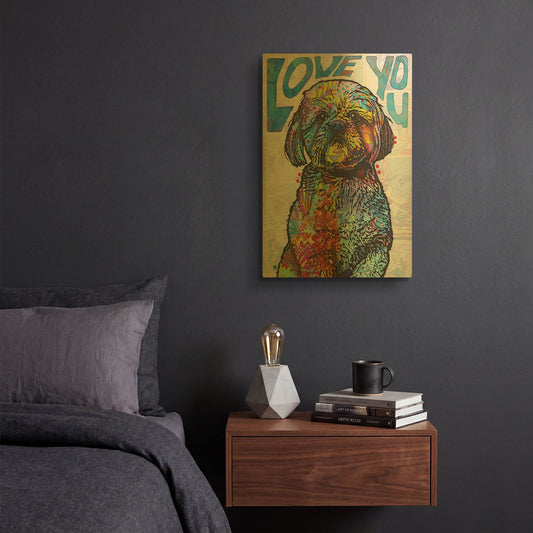 'Love You Shih Tzu' By Dean Russo Gold Metal Wall Art