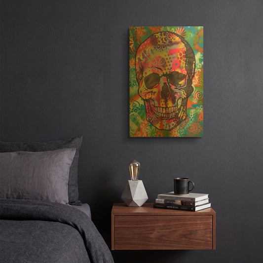 'Skull 1up' By Dean Russo Gold Metal Wall Art