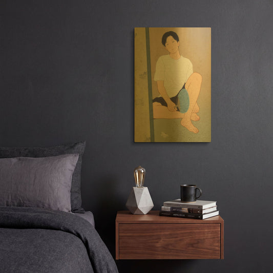 'A Summer Afternoon Shower' By Sai Tamiya Gold Metal Wall Art