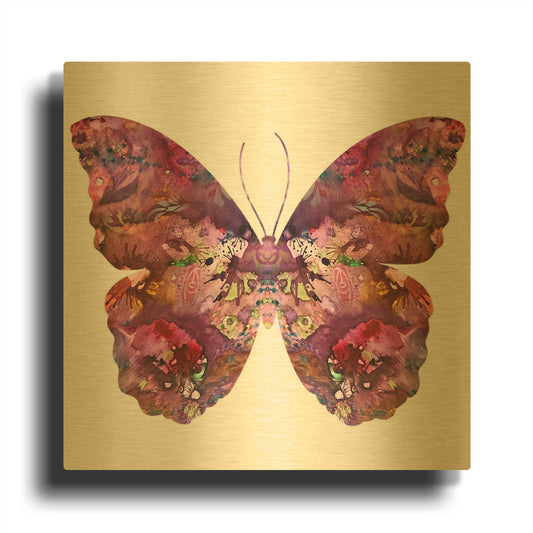 'Cinematic Butterfly' By Dean Russo Gold Metal Wall Art