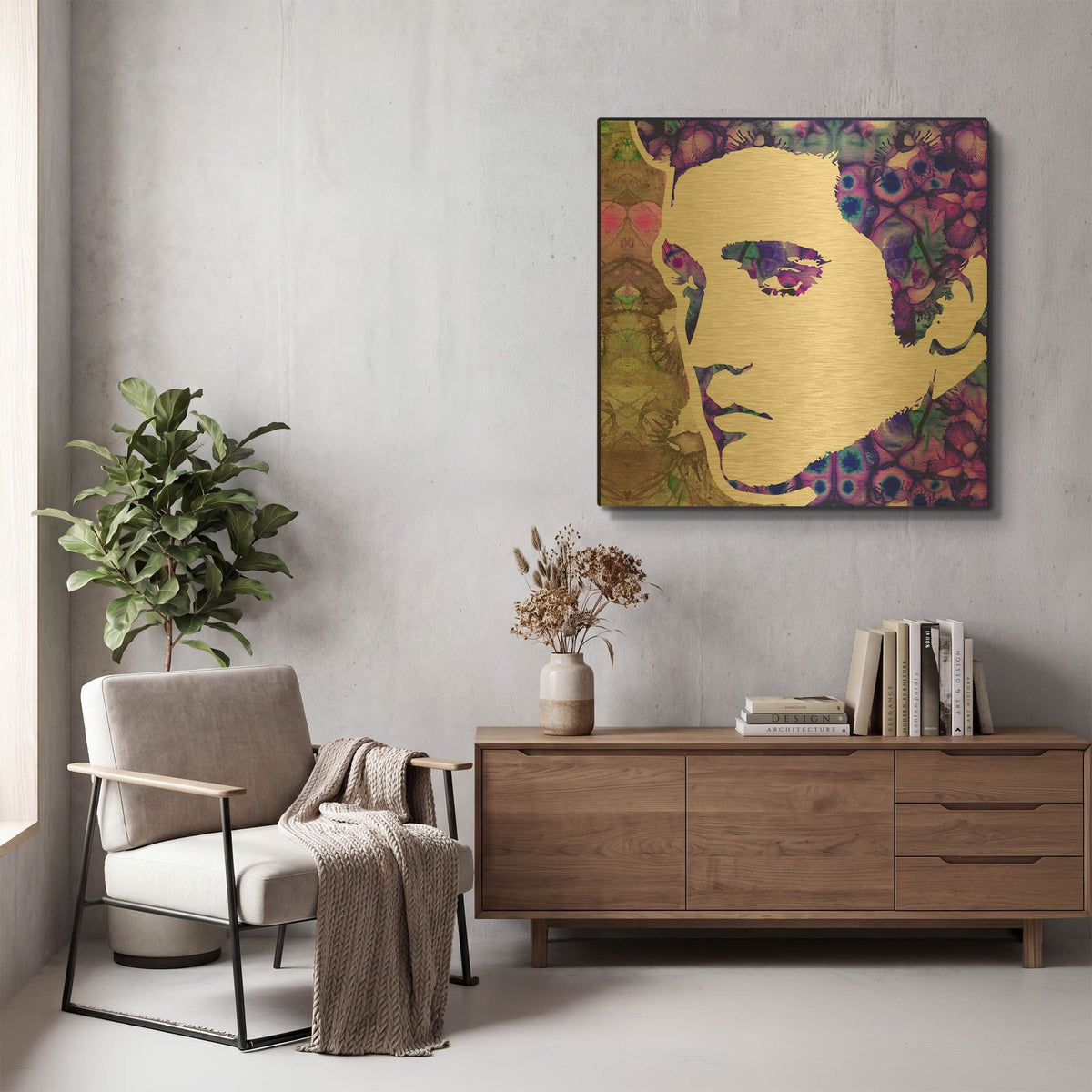 'Elvis 6' By Dean Russo Gold Metal Wall Art