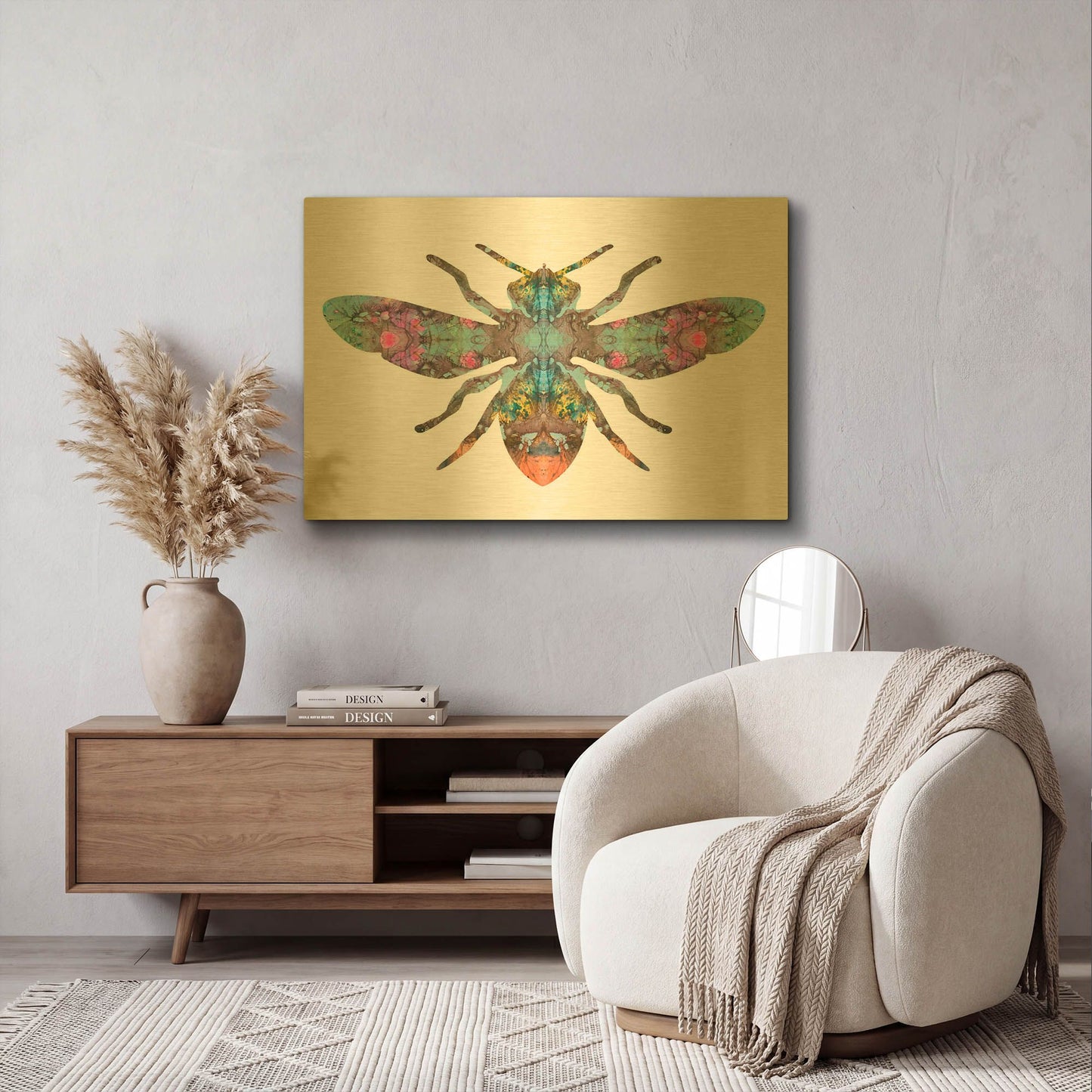 'Transverse Bee' By Dean Russo Gold Metal Wall Art