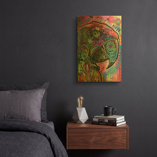 'Close Up Parrot' By Dean Russo Gold Metal Wall Art