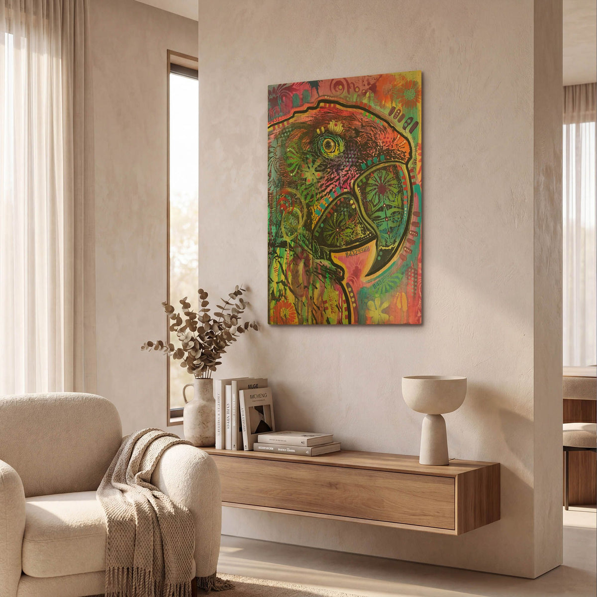 'Close Up Parrot' By Dean Russo Gold Metal Wall Art