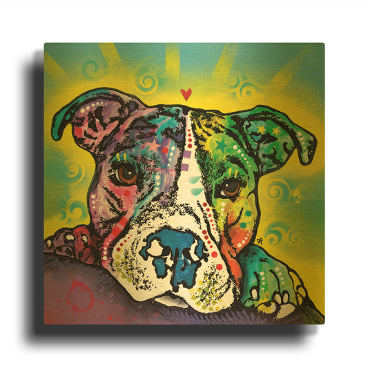 'The Baby Pit Bull' By Dean Russo Gold Metal Wall Art