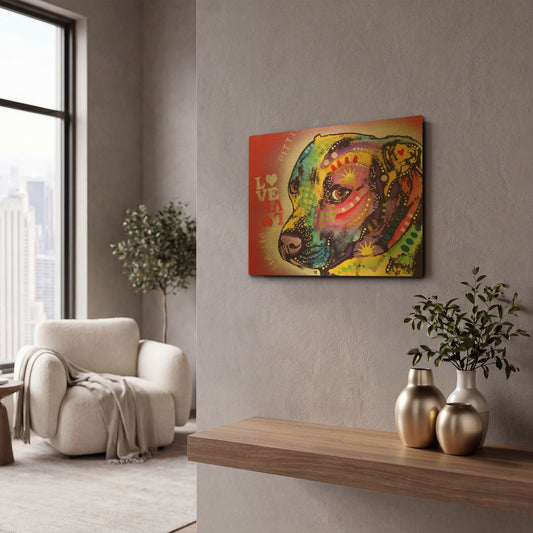 'Gratitude Pit Bull Pittie Love' By Dean Russo Gold Metal Wall Art