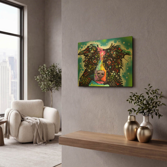 'Border Collie 3' By Dean Russo Gold Metal Wall Art