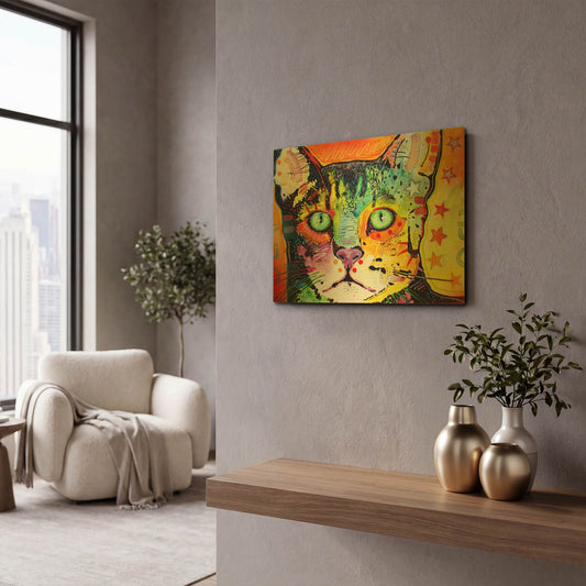 'Straight Cat' By Dean Russo Gold Metal Wall Art