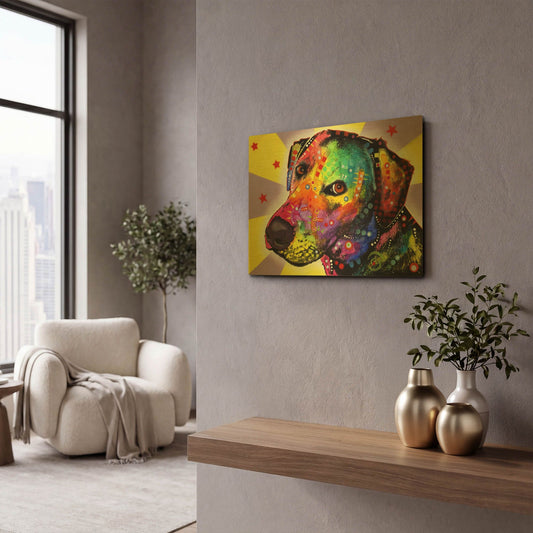 'Yellow Sorta Lab' By Dean Russo Gold Metal Wall Art