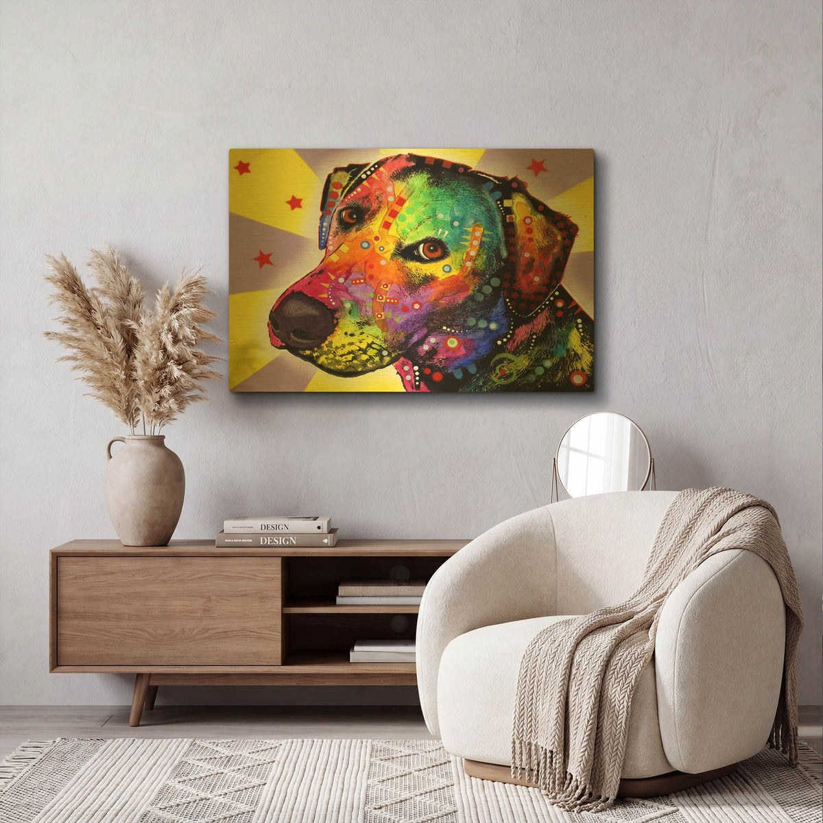'Yellow Sorta Lab' By Dean Russo Gold Metal Wall Art