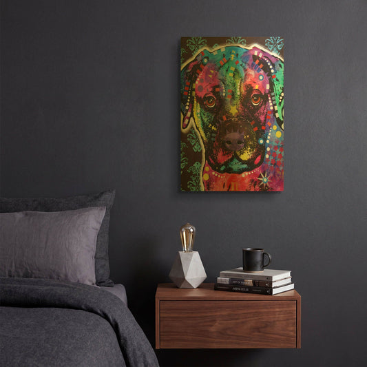 'Young Bullmastiff' By Dean Russo Gold Metal Wall Art