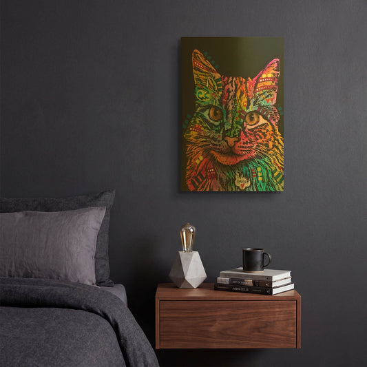 'Happy Gato Smile' By Dean Russo Gold Metal Wall Art