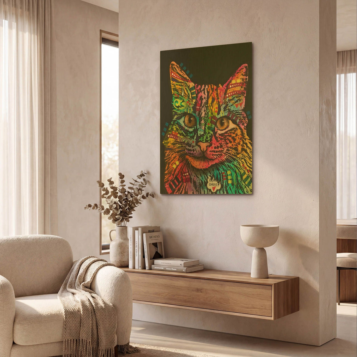 'Happy Gato Smile' By Dean Russo Gold Metal Wall Art