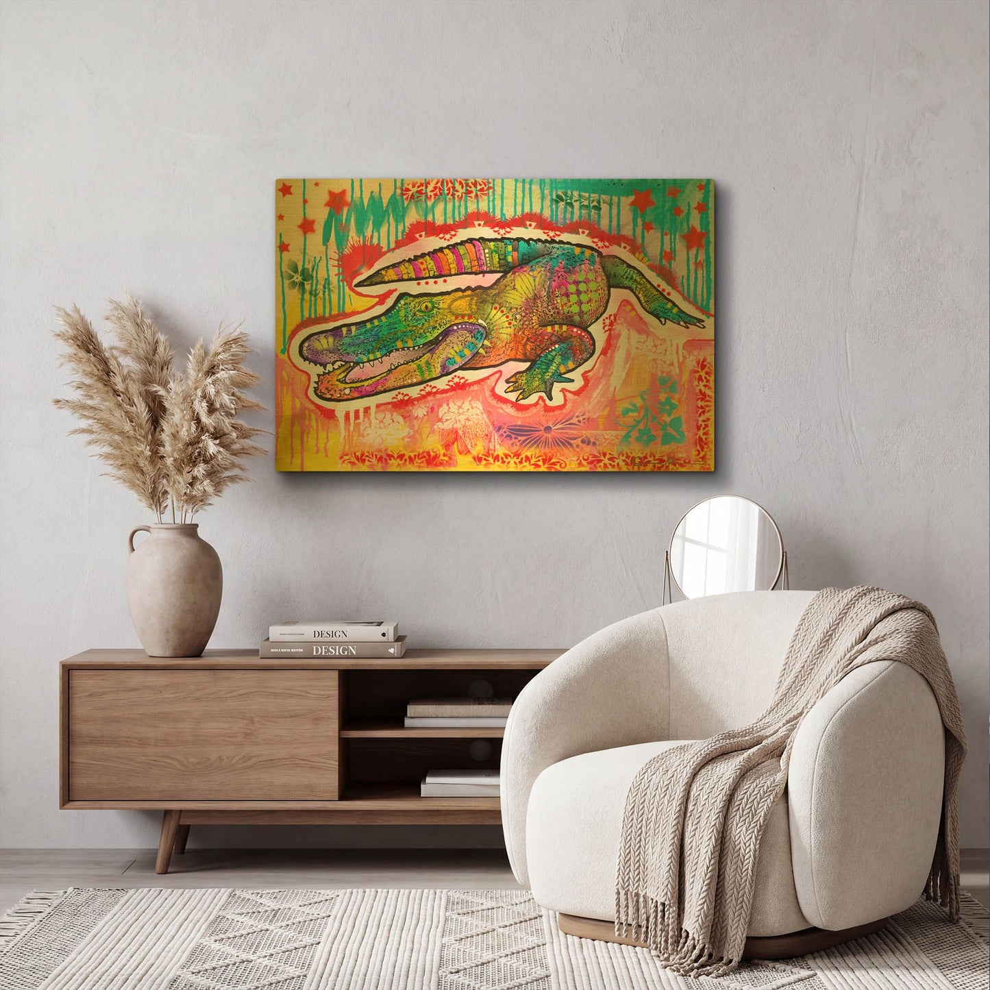 'Alligator 2' By Dean Russo Gold Metal Wall Art