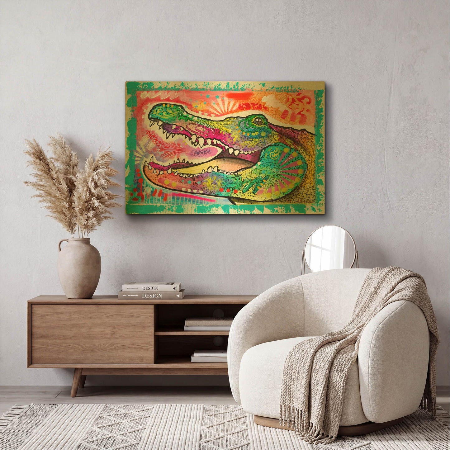 'Alligator 3' By Dean Russo Gold Metal Wall Art
