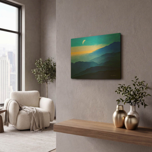 'Blue Mountains' By Ata Alishahi Gold Metal Wall Art