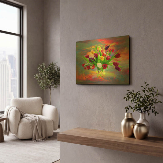 'Colorful Flowers 2' By Ata Alishahi Gold Metal Wall Art