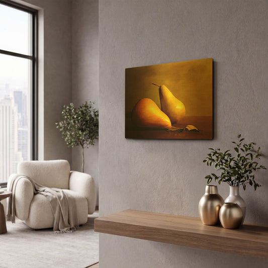 'Pears' By Ata Alishahi Gold Metal Wall Art