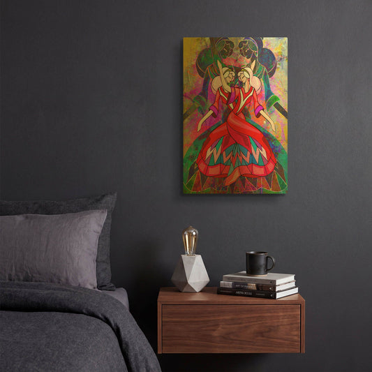 'Twin Dances' By Ata Alishahi Gold Metal Wall Art