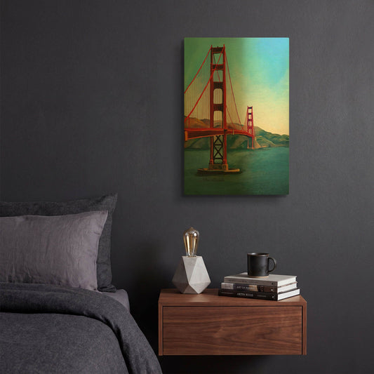 'Golden Gate Bridge' By Ata Alishahi Gold Metal Wall Art