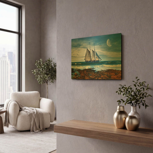 'Seascape' By Ata Alishahi Gold Metal Wall Art