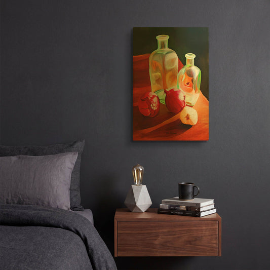 'Bottles And Onion' By Ata Alishahi Gold Metal Wall Art