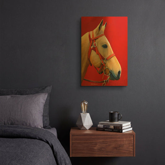 'Horse Portrait' By Ata Alishahi Gold Metal Wall Art