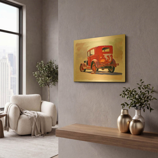 'Old Car' By Ata Alishahi Gold Metal Wall Art