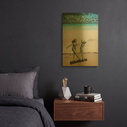 'Beach Girls Women' By DB Waterman Gold Metal Wall Art